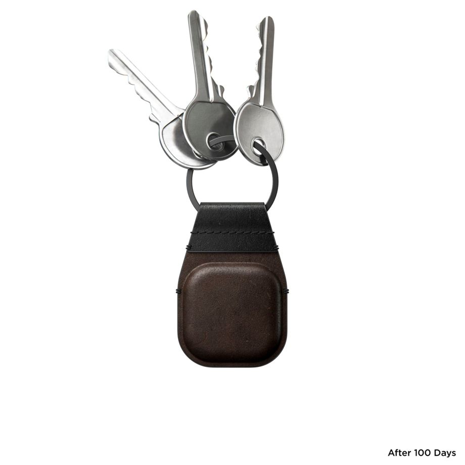 Nomad Airtag Leather Keychain Rustic Brown