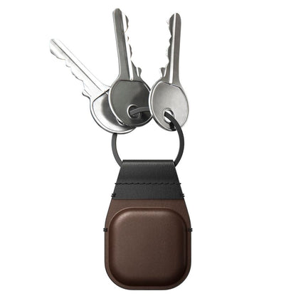 Nomad Airtag Leather Keychain Rustic Brown